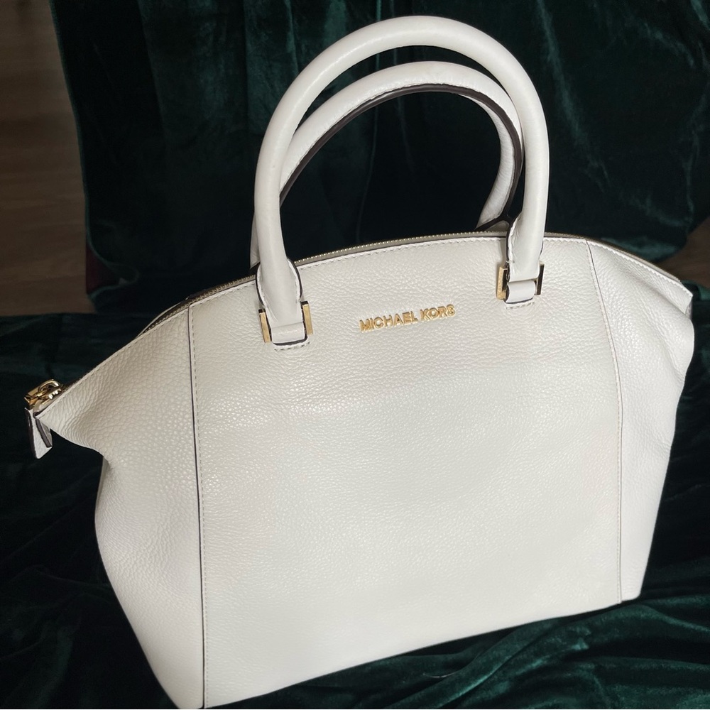 Michael Kors White Large Dome Leather Satchel NWOT